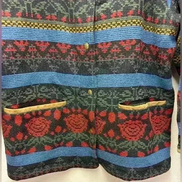 Woolrich Vintage Blanket Floral Native Print Jacket Coat Medium fits like Large - Picture 3 of 16